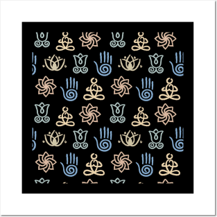 Yoga Symbols Seamless Pattern Posters and Art